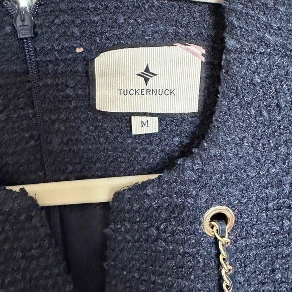 Tuckernuck Navy Tie Tweed Kelly Dress, Navy Blue Boxy Dress, Size Medium - Picture 13 of 16